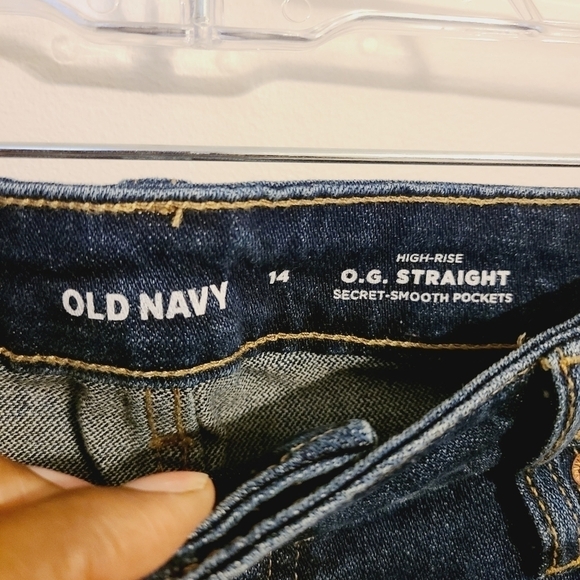 Old Navy | Women's Button Fly High Rise OG Straight Distressed Jeans (Size 14) - Picture 2 of 10